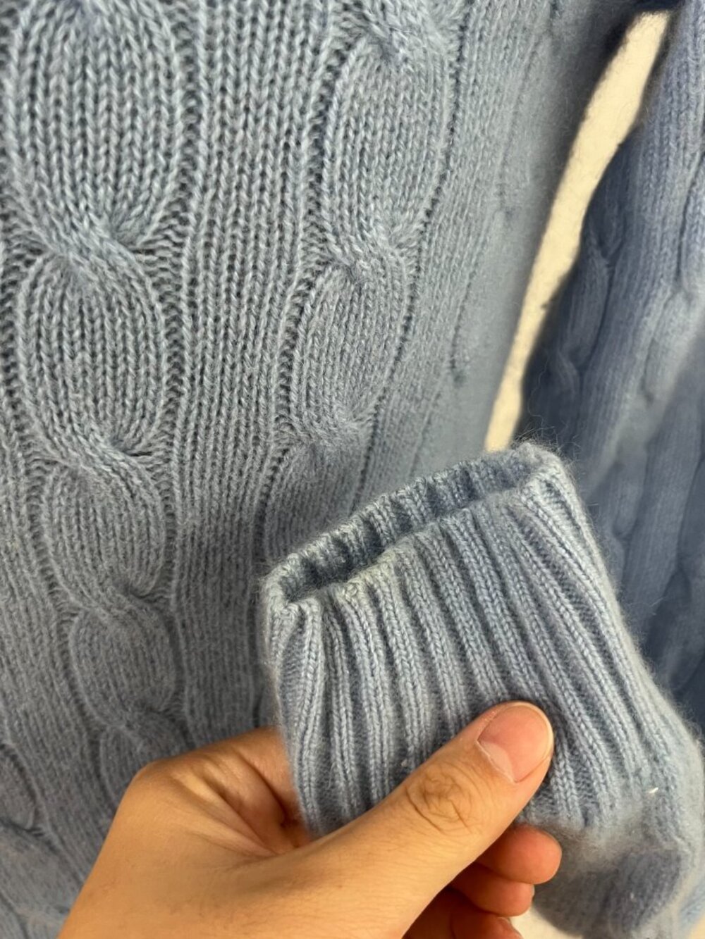 Ralph Lauren 100% Cashmere vintage blue cable knit crewneck sweater size S - Picture 4 of 7